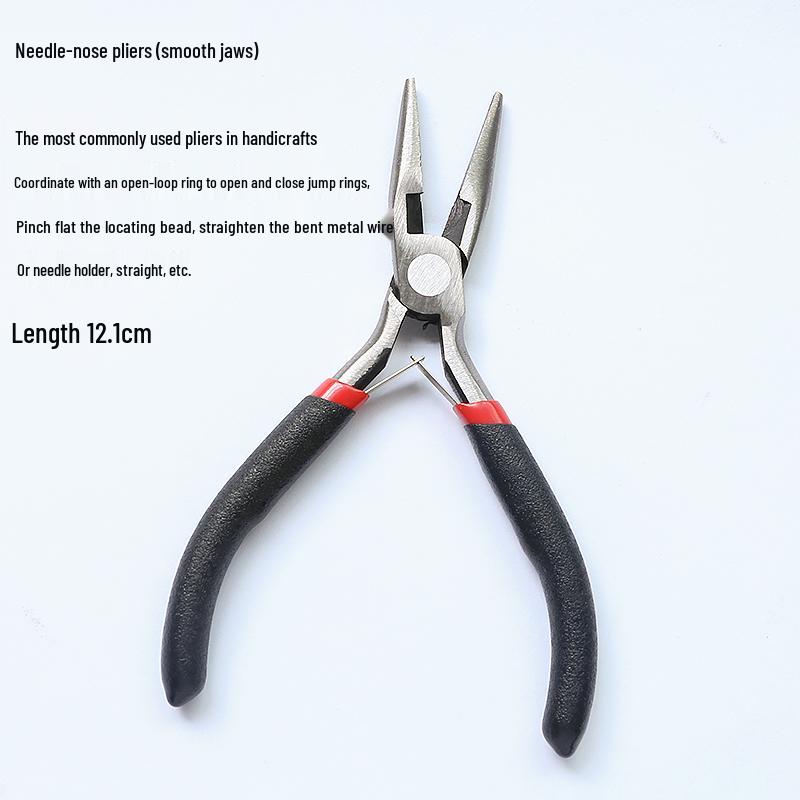 DIY Beading Tool Kit: Bent Needle, 9 Needles, T-Shaped Pliers, Round Nose Pliers for Handmade Jewelry Earrings and Studs