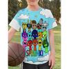 Sprunki Children T Shirts Summer O-neck High Quality Boys Childrens Clothing Fun 3D Cartoon Print Boys/girls Crewneck Tees Boys/girls Tops