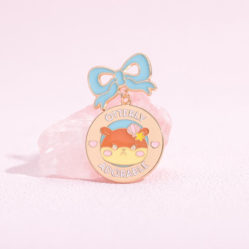 And Fun Colorful Cartoon Animal Brooch Featuring Elegant Bow Design And Versatile Alloy Construction