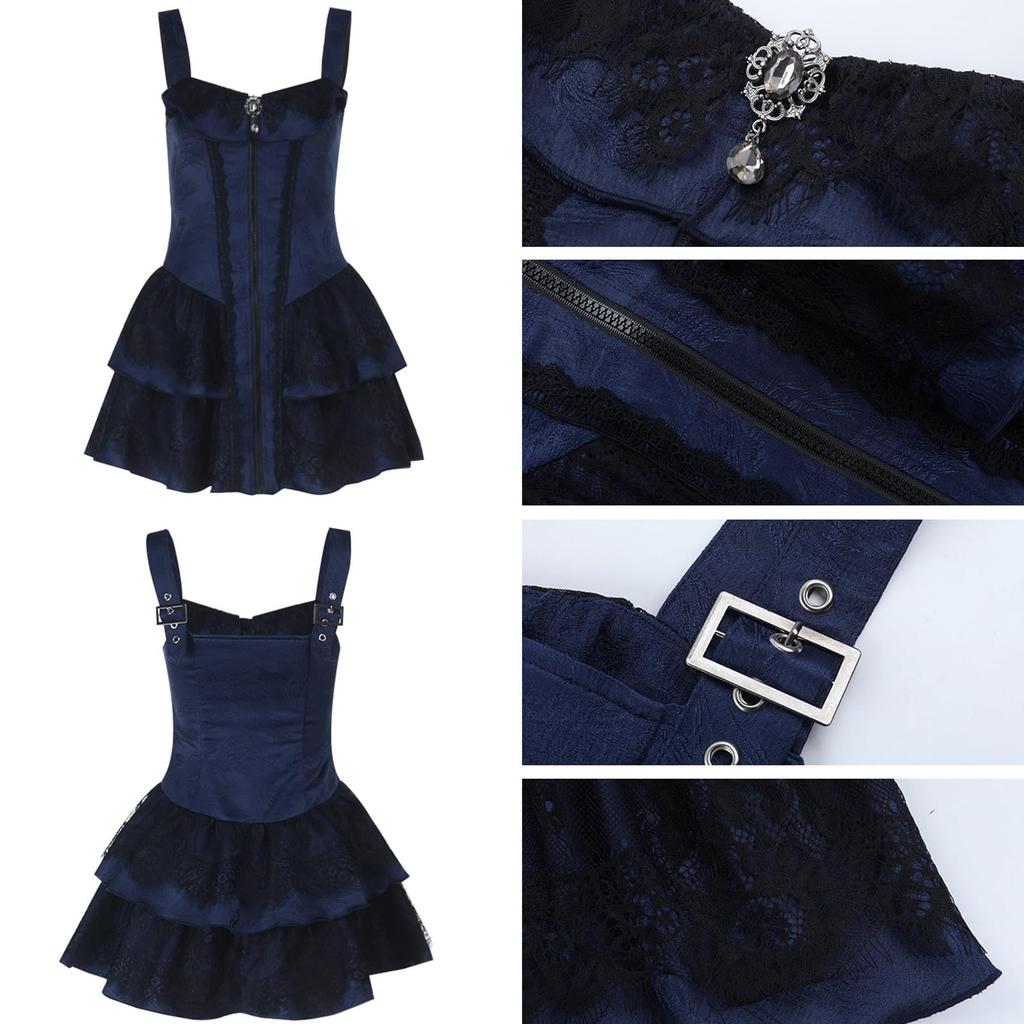 KLGIRL Gotisch Schwarz Lolita Mini Gotisch Lolita Halloween Harajuku Süß Süße Prinzessin Bühne Größe L Kleid, Cosplay, Kleid, Kostüm, Stil, Dunkel, Dunkel,