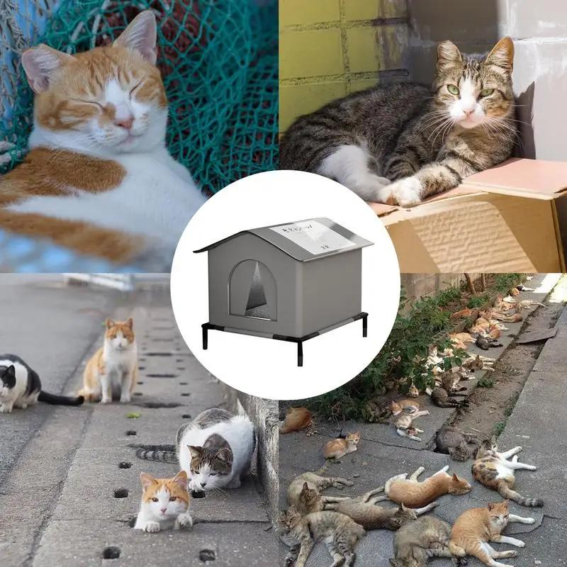 Wasserdichtes Streunerkatzenhaus Outdoor Wildkatzenhaus Geschlossenes Haustierzelt Kältebeständiges Haustierbett Winterwarm für Draußen Haustierbedarf