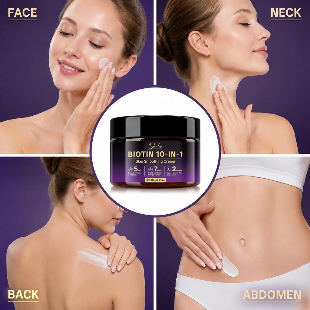 Biotin 10-in-1 Skin Smoothing Cream-Boost Skin Vitality & Radiance-Smooth Skin Bumps & Rough Texture lmprove Uneven Skin Tone & Flaws-120g