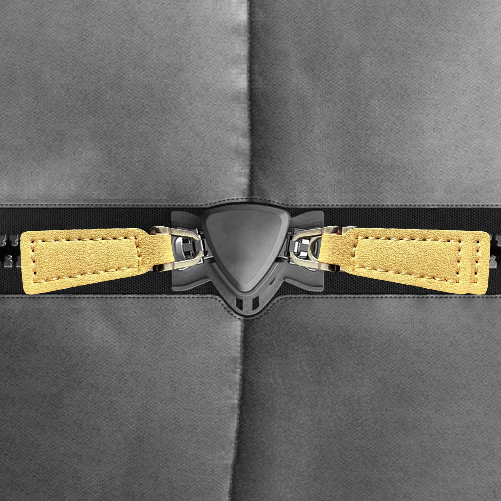 

2 Faux Leather Zipper Pulls, Tags for Jackets And Bags. Beige Yellow