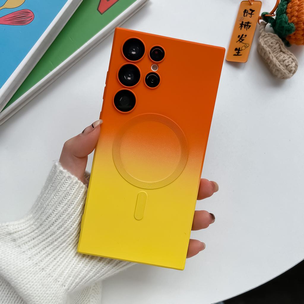 Samsung S24ultra Gradient Liquid Magnetic Suction Phone Case Suitable for S23 Skin Feeling Soft Shell S22 Full Cover Anti Fall