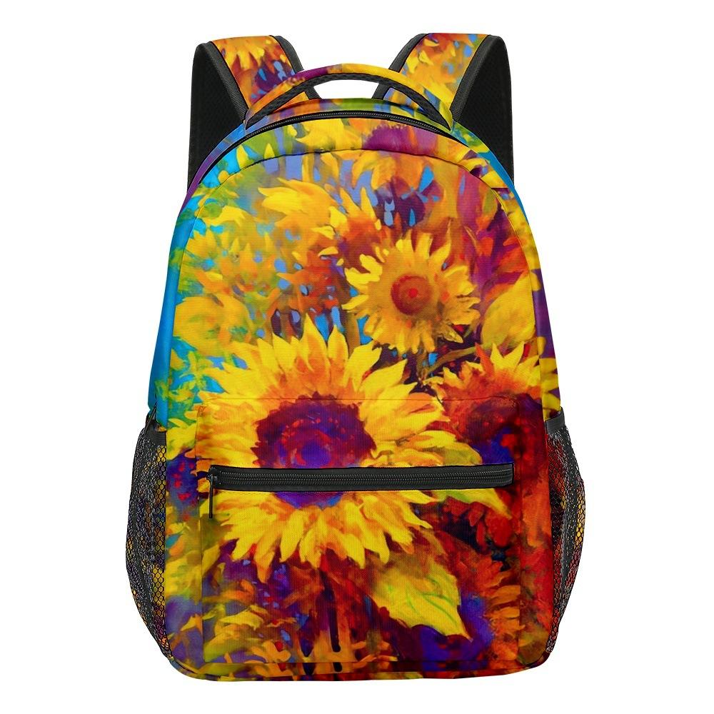 Cartoon Cartoon Kpop Youthful School Bags Unisex Sunflower Travel Bags 3D Print Oxford Waterproof Notebook Shoulder Backpacks