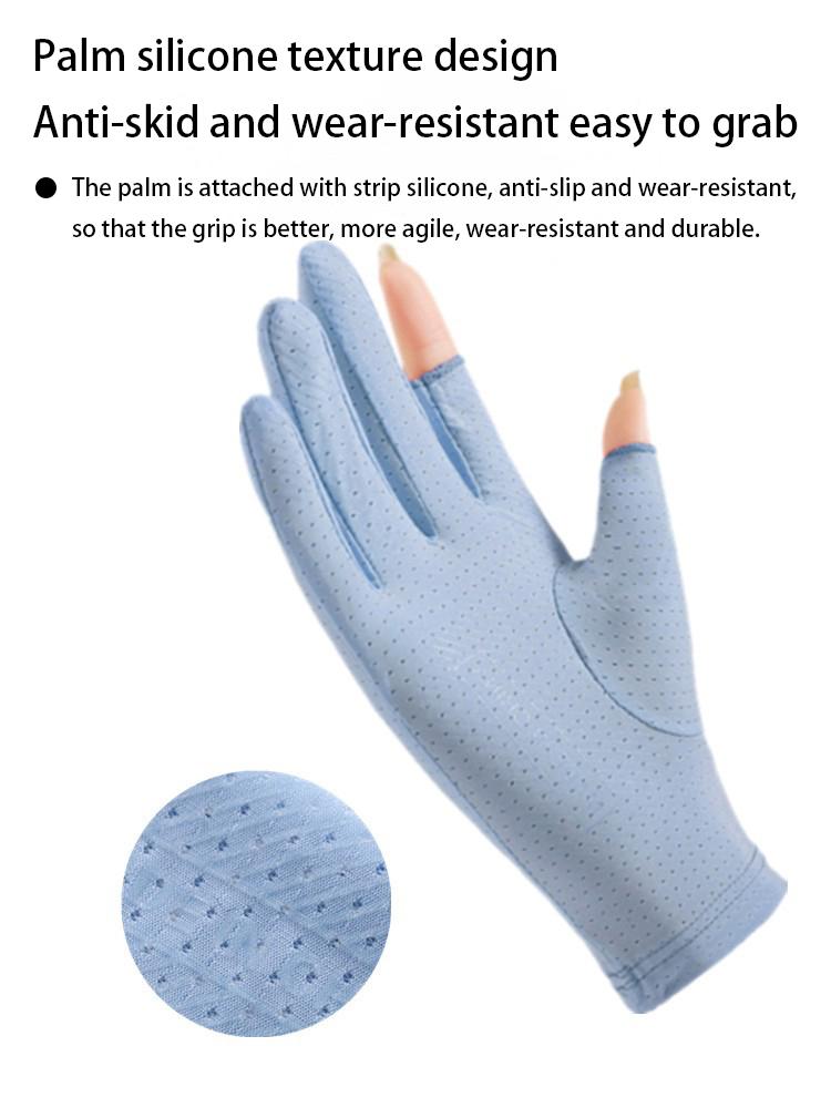 Sunscreen UV Protection Gloves Women's Thin StyleRiding Driving Non-slip Breathable Leak Finger Fishing Ice Silk Summer Gloves