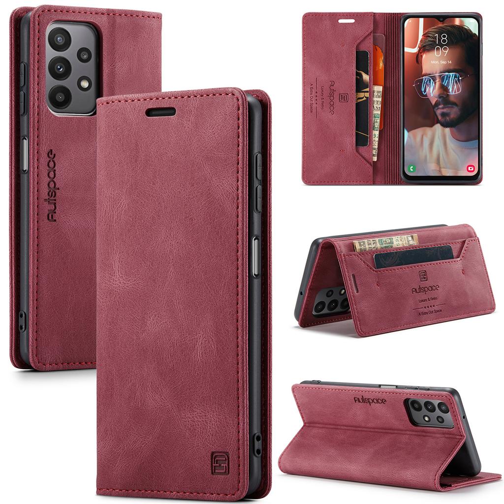 For Samsung Galaxy A23 / A23 5G / M23 Vintage Leather Flip Wallet Case with RFID Blocking Card Slot, Matte Retro Folio Cover (4 Colors)