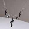 Cool Cross Pendant Necklace for Women Men Metal Punk Choker Necklaces Chain Hip Hop Jewelry Gifts