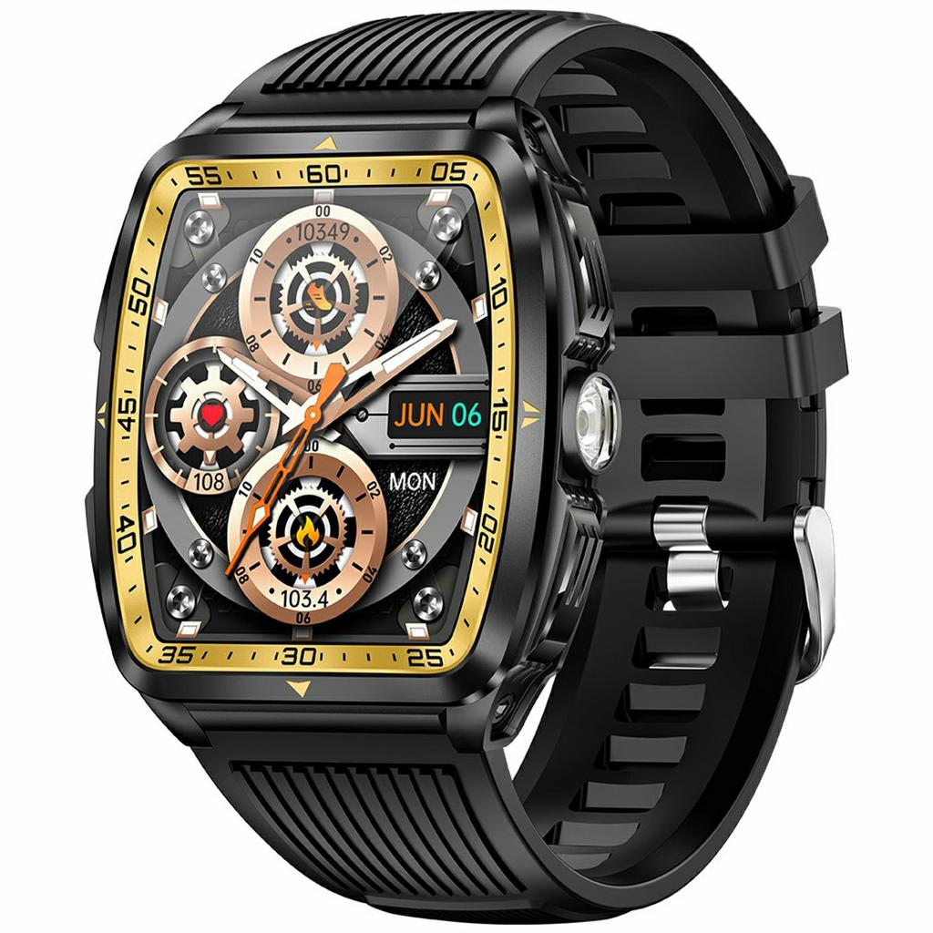 KT83 1,8 Zoll Outdoor Smartwatch mit Taschenlampe Gesundheitsmonitor Bluetooth-kompatibel Anrufe Armbanduhr