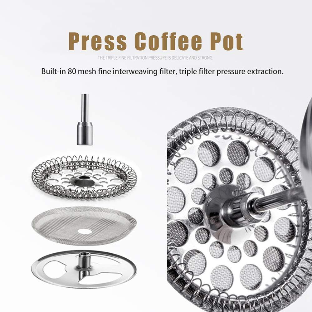 1000ml French Press Coffee Maker Stainless Steel Double Walled Insulated Coffee Pot (BPA Free,No FDA)