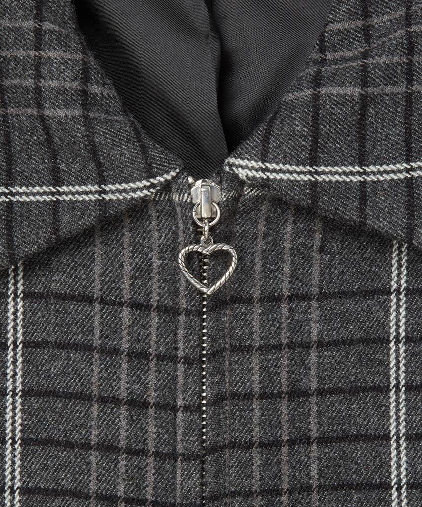 Beyond Closet [Collection Line] Vintage Detail Wool Check Riding Jacket Grey