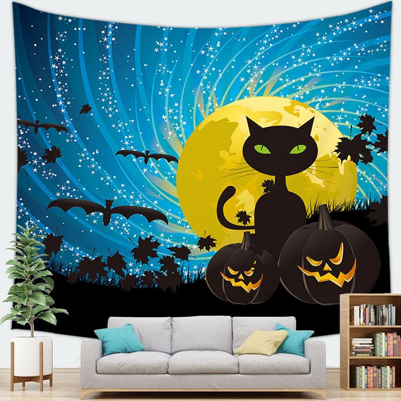 Home Decor Halloween Wall Tapestry Halloween Party Devil Pumpkin Skull Black Cat Decoration Tapestry Backdrop Cloth