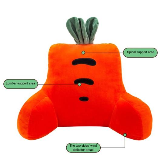 Waist Cushion with Arm Support Cartoon Plush Throw Pillow Stuffed Waist Pillow Back Cushion for Sofa Bed Couch Office Chair