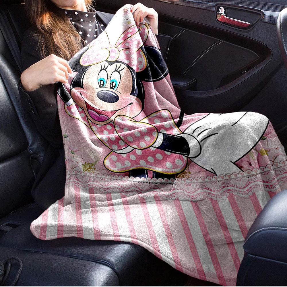 1pc Velvet Bedding Throw Blanket - Cute Minnie Mouse Design, Soft and Warm for Couch Cover,