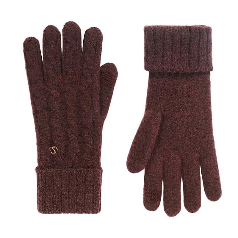 Зимние утолщенные термоперчатки мужские уличные ветрозащитные вязаные перчатки для верховой езды женские удлиненные перчатки с манжетами мужские тёмно-рыжий