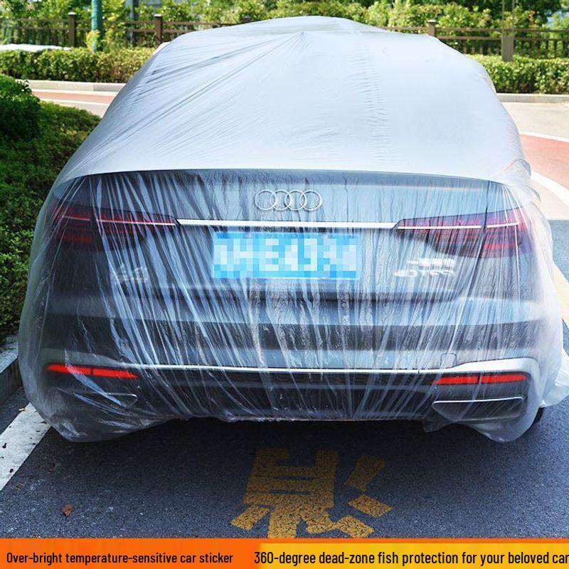 Thickened Transparent SUV Car Cover - Dustproof & Rainproof Disposable Full Cover