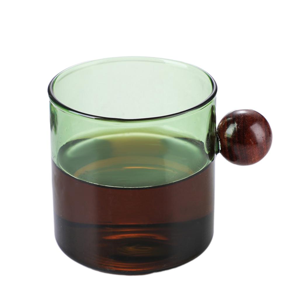 Colorful Glass Coffee Mugs With Wooden Ball Handle Multi-Purpose Espressos Hand Blown Drinking Tea Cup For Home 120/200ml
