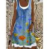 Women's Fashionable Printed Casual Sleeveless Dress, Machine Washable, Comfortable and Versatile