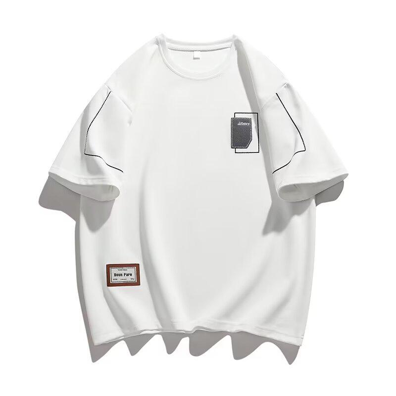Men’s Hong Kong Style Loose Short-Sleeve T-Shirt - Trendy Plus Size Tops