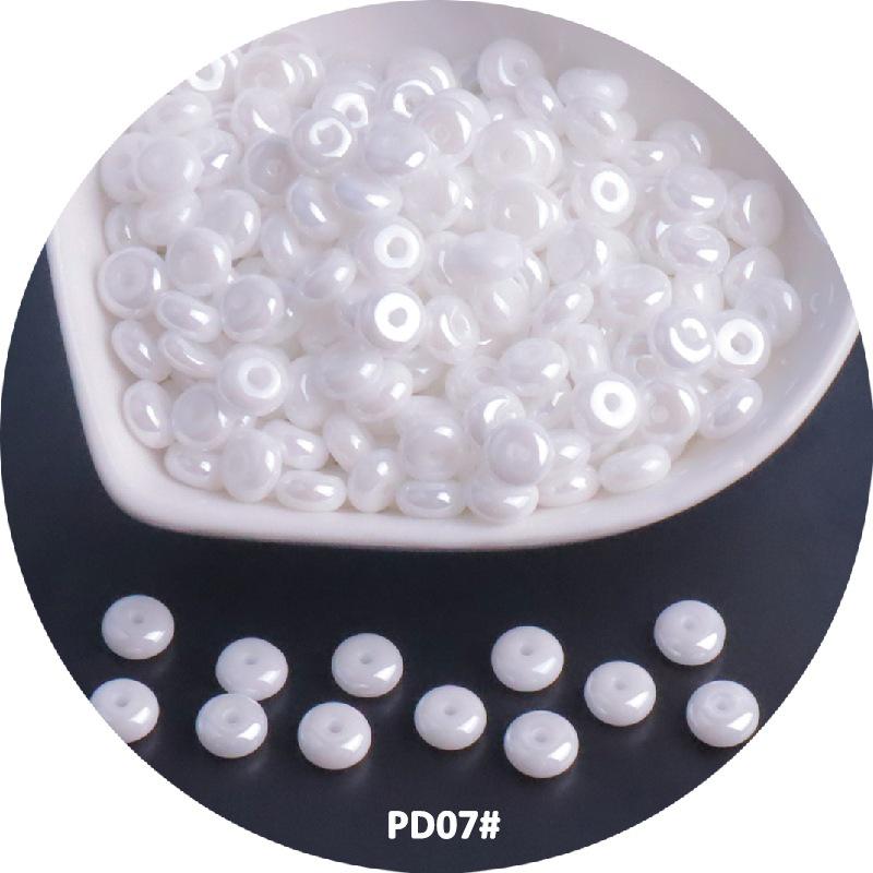 6mm Cream Macaron Pearlescent Glass Abacus Beads for DIY Jewelry & Hair Accessories