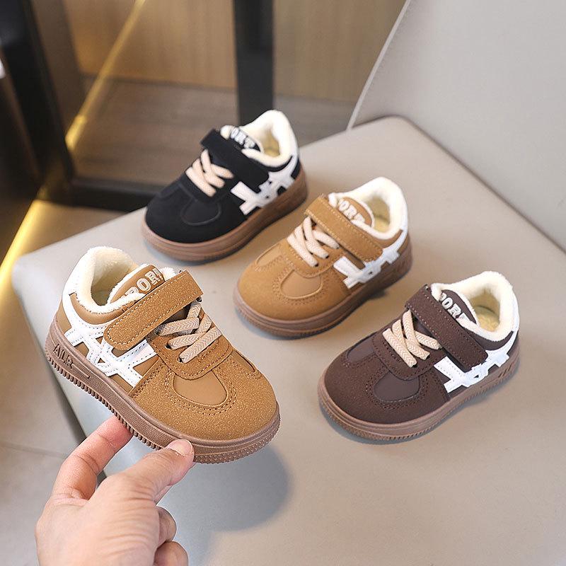 Two-Layer Cotton Velvet Baby Soft Sole Running Shoes, Warm Winter Sneakers for Boys & Girls, Toddler Trainers