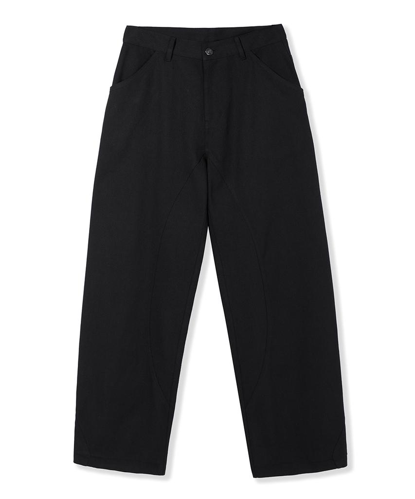 NODU Adn Wide Curved Cut Daily Cotton Pants [Black]