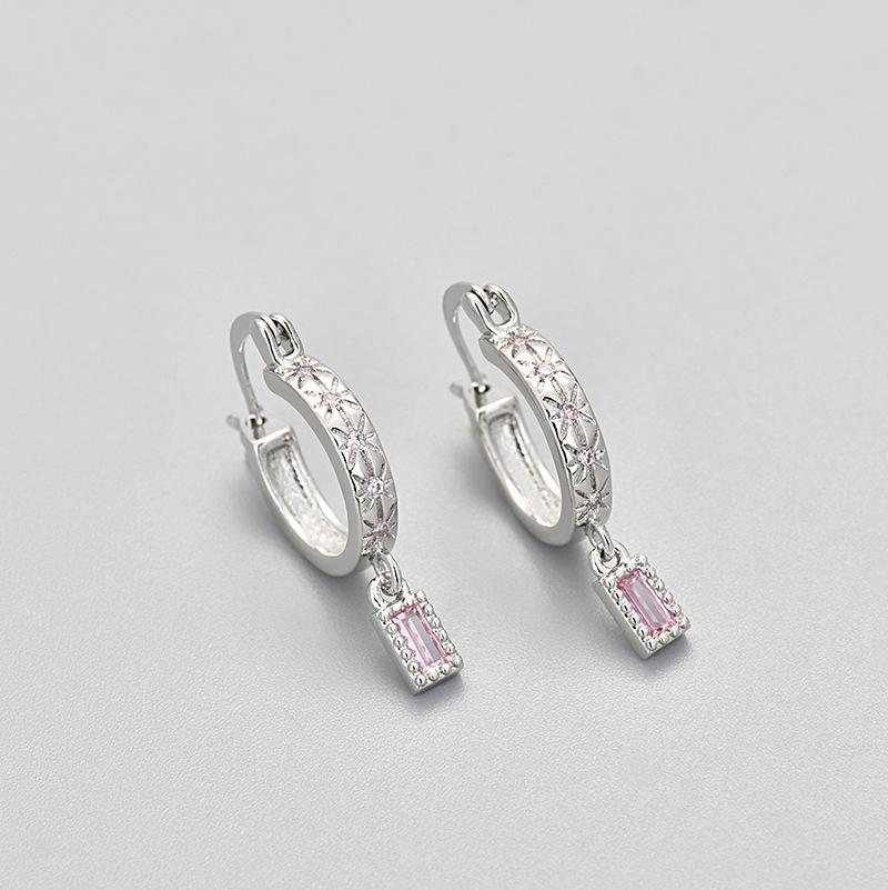 Fashion Colorful Zircon Square Huggie Earrings For Women Elegant Drop Ear Studs Jewelry Accessories