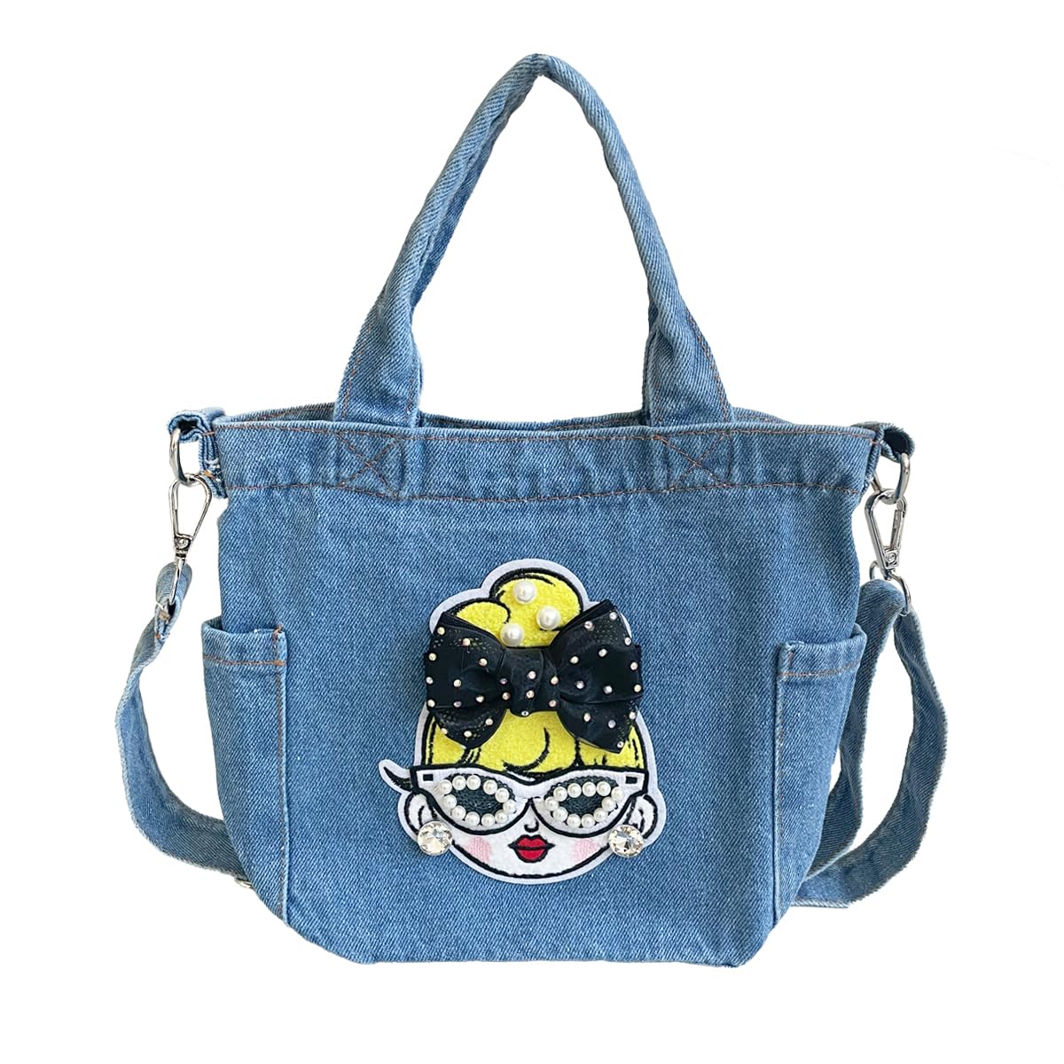 

Shoulder Bag Mini 2way Bag Small Crossbody Lightweight Handbag Tote Bag Denim Sparkling Light [DIVA Rose] Women s (5 Girl Blue)