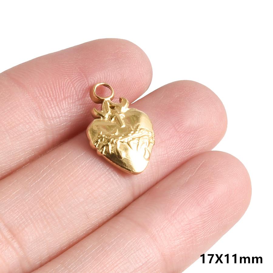 5pcs/Lot Gold Color PVD Stainless Steel Sacred Heart Pendants For Jewelry Making Supplies Sun Love Charm DIY Necklace Bracelets