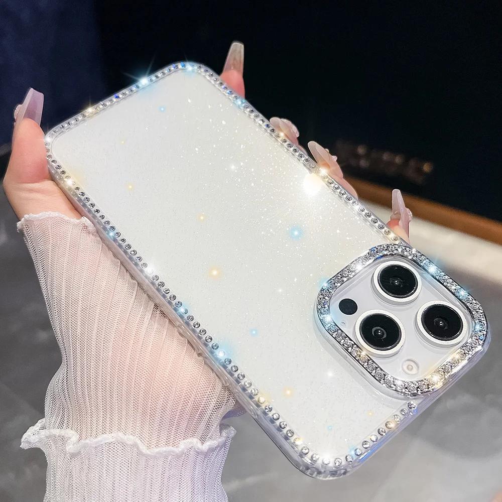 

Блестящий прозрачный чехол для телефона iPhone 17 Pro Max Чехол iPhone 13 15 14 16 Pro Max 17 Air Ударопрочный силиконовый мягкий чехол Funda
