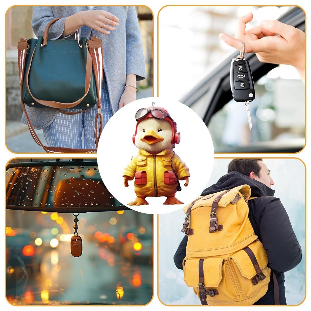 [Hkuoeue] Duck 2D Flat Keychain, Duck 2D Ornament | Cartoon Keychain 2D Duck Suit
