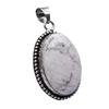 Howlite Natural Gemstone Antique Silver Plated Pendant 2" J 1640