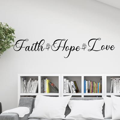 WZ9047 Lema en inglés Fe Esperanza Amor Dormitorio Sala de estar Embellecimiento Adhesivo de pared