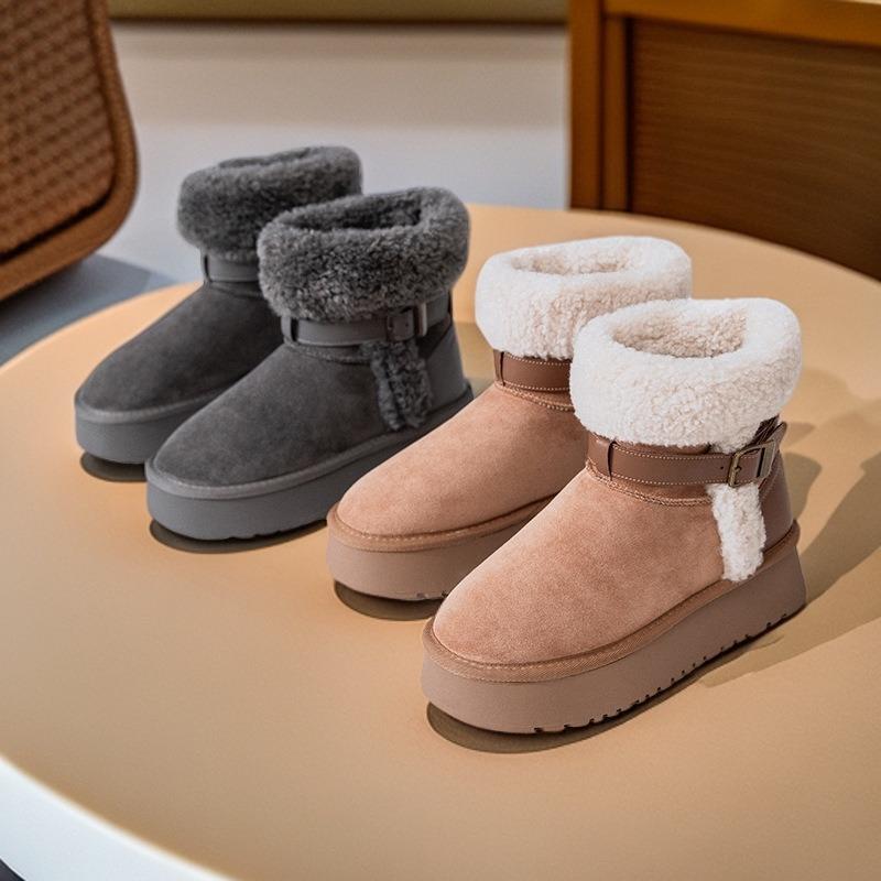 Long Boots Winter New Medium Tube Fluffy Large Thick-soled Cotton Shoes Curly Snow Boots Thickened Warm Short Boots