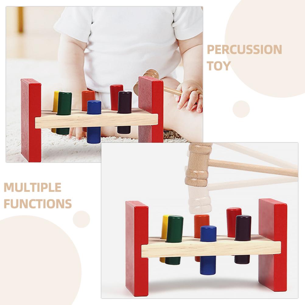 Montessori Wooden Hammer Toy Children Fine Motor Training Sensory Game Color Cognition Set Educational Toy For Autistic Children