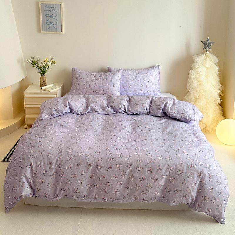 Pastoral Style Class A Maternal Infant Grade Cotton Double-Layer Yarn 4-Pcs Set Dormitory Cotton 3-Pcs Set Bed Sheet Quilt Cover Bedding