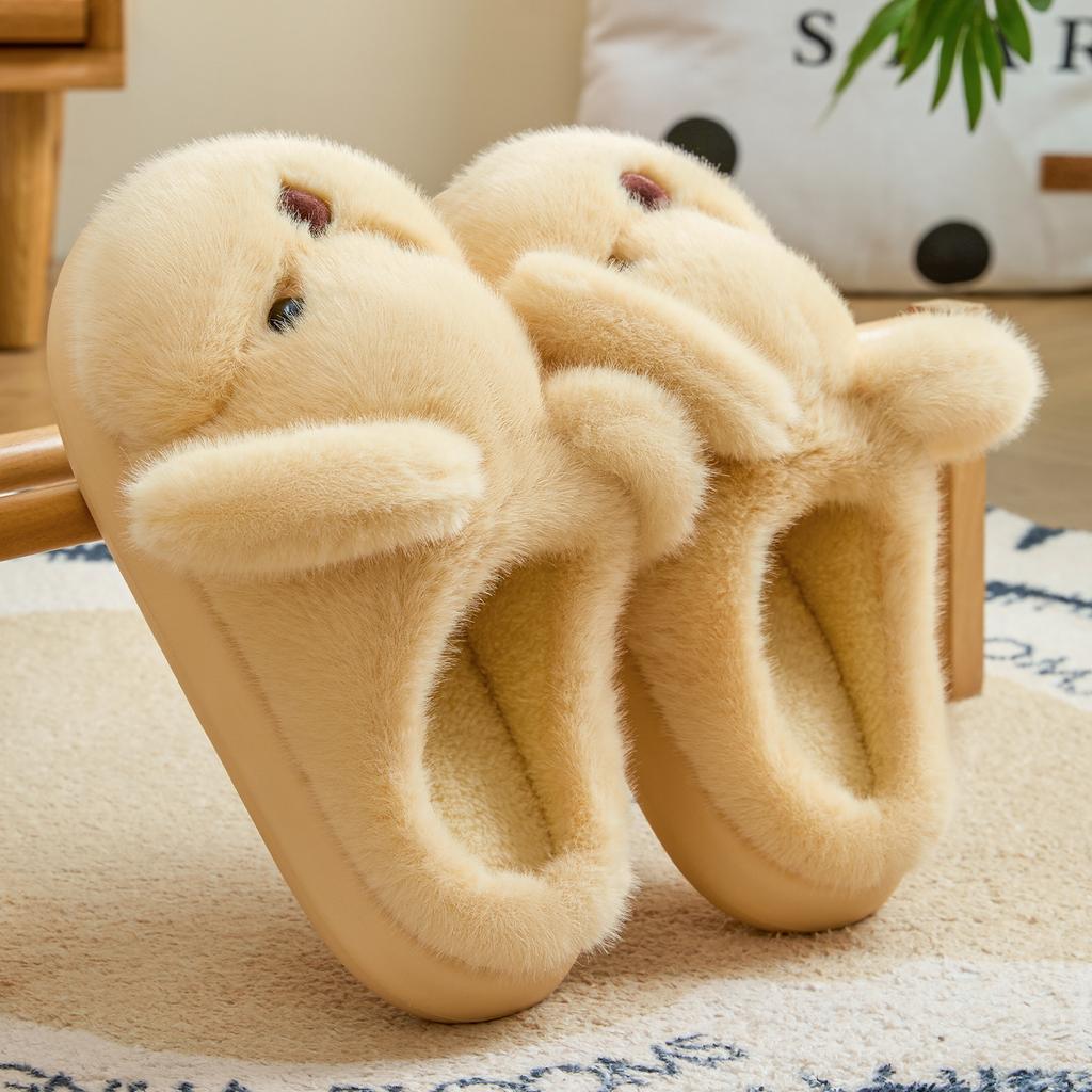 Cute Women Home Slippers Plush Warm Thick Bottom Slides Breathable Soft Non-slip Slippers