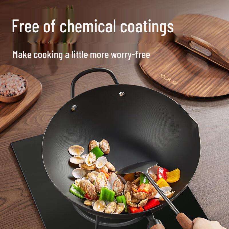 Chui Da Huang 32cm Wok aus Schmiedeeisen im japanischen Stil