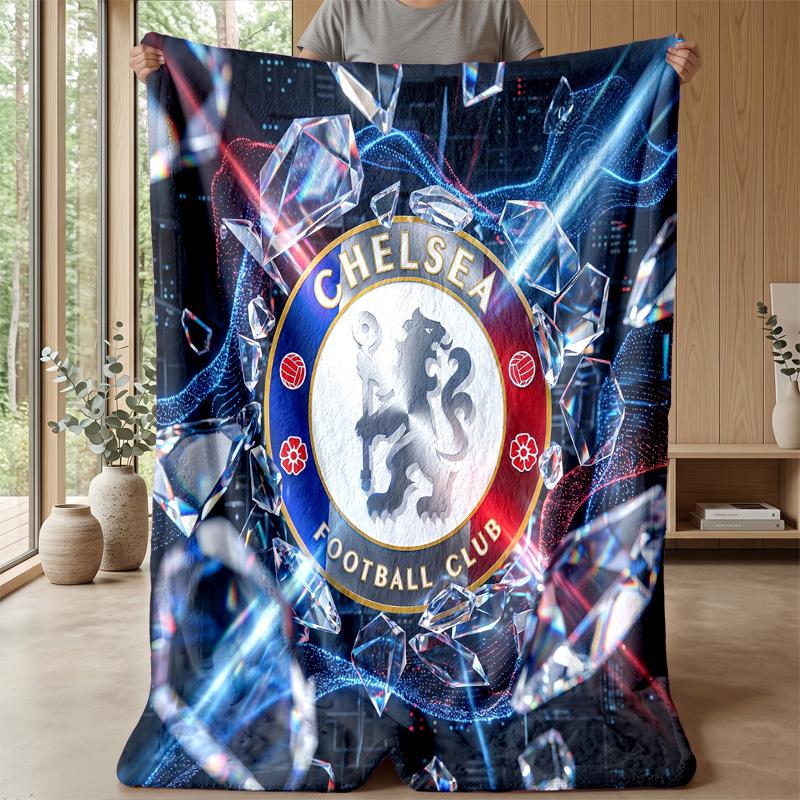 Chelsea FC Theme Blanket Soft Flannel Blanket Plush Throw Blanket Cozy Sofa Bed Blanket for Home Decor