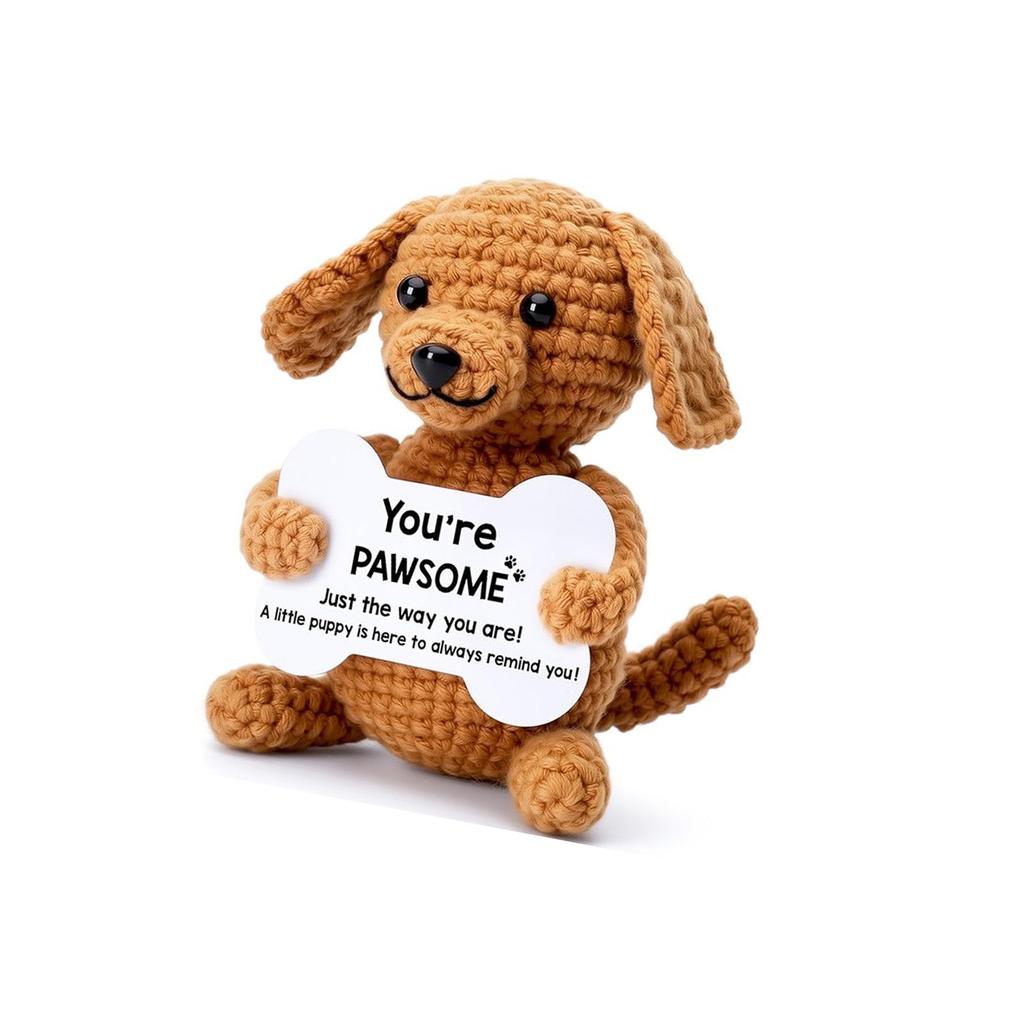 Bambola Cane Lavorata a Maglia all'Uncinetto Carina per Supporto Emotivo Ornamento per Auto Fatto a Mano Decorazione per la Casa Regalo Ideale per Compleanno Natale