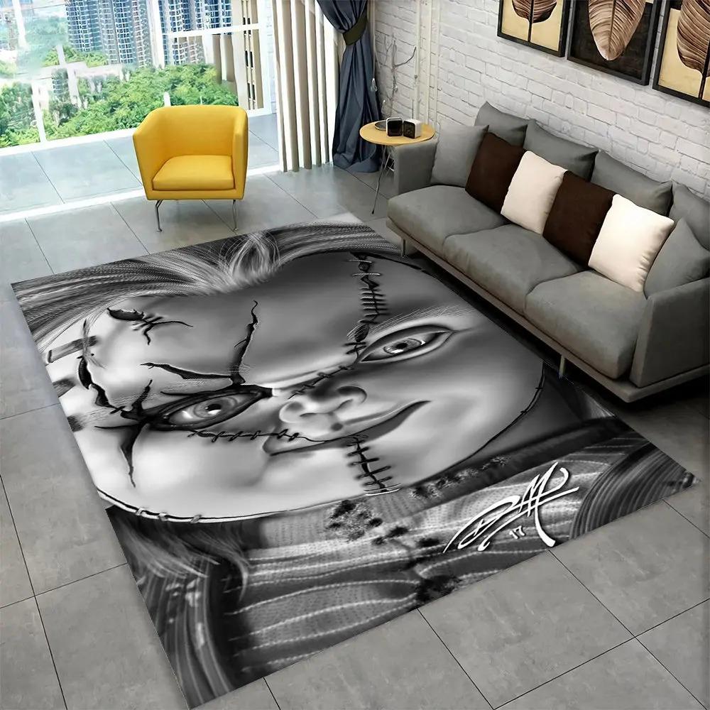 Postava z hororového filmu Chucky Saw Cartoon Area Koberec, Koberec Koberec do obývacího pokoje Ložnice Pohovka Rohožka Dekorace Protiskluzová podložka na podlahu
