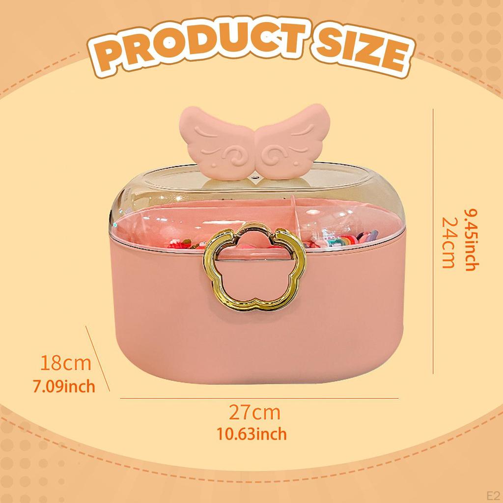 Girl Hair Accessories Storage Box Jewelry Organiser with Dividers Handle Vanity
