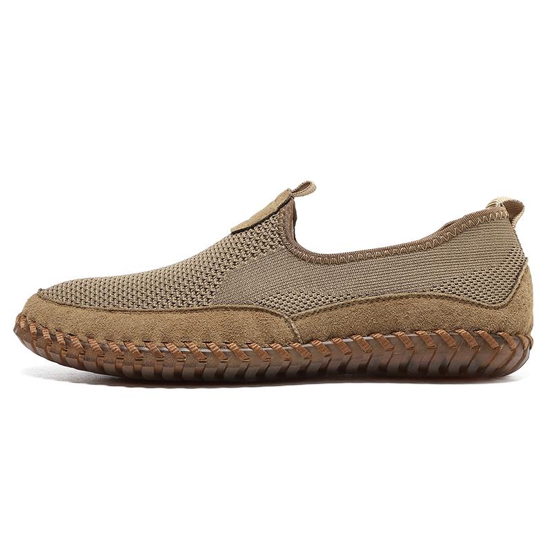 Men's Handmade Sneakers Slip on Loafers Breathable Mesh Casual Shoes Men's Driving Flats Summer