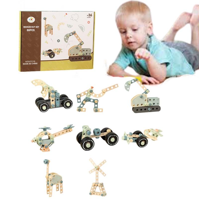 Wooden Diy Nut Combination Creative Screw Toy For Children Educational Building Blocks Puzzle Game