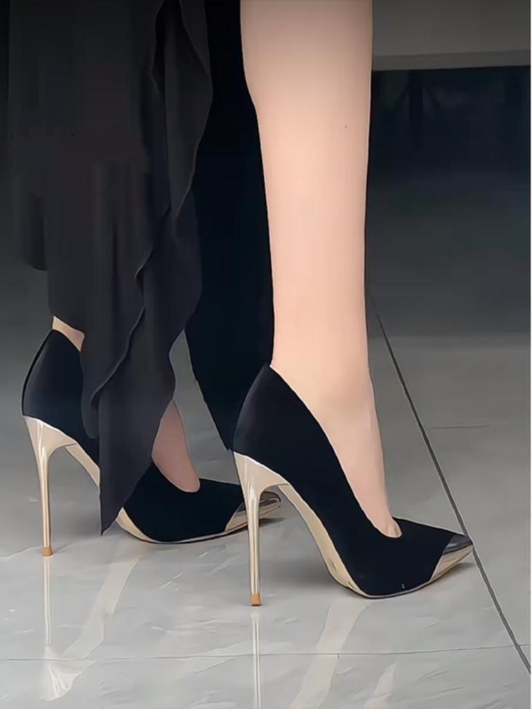 Light Luxury Black Suede High Heels Women's Thin Heels 2025 New Autumn and Winter Banquet Temperament Imperial Sister Shallow Mouth Pointed Single Sho