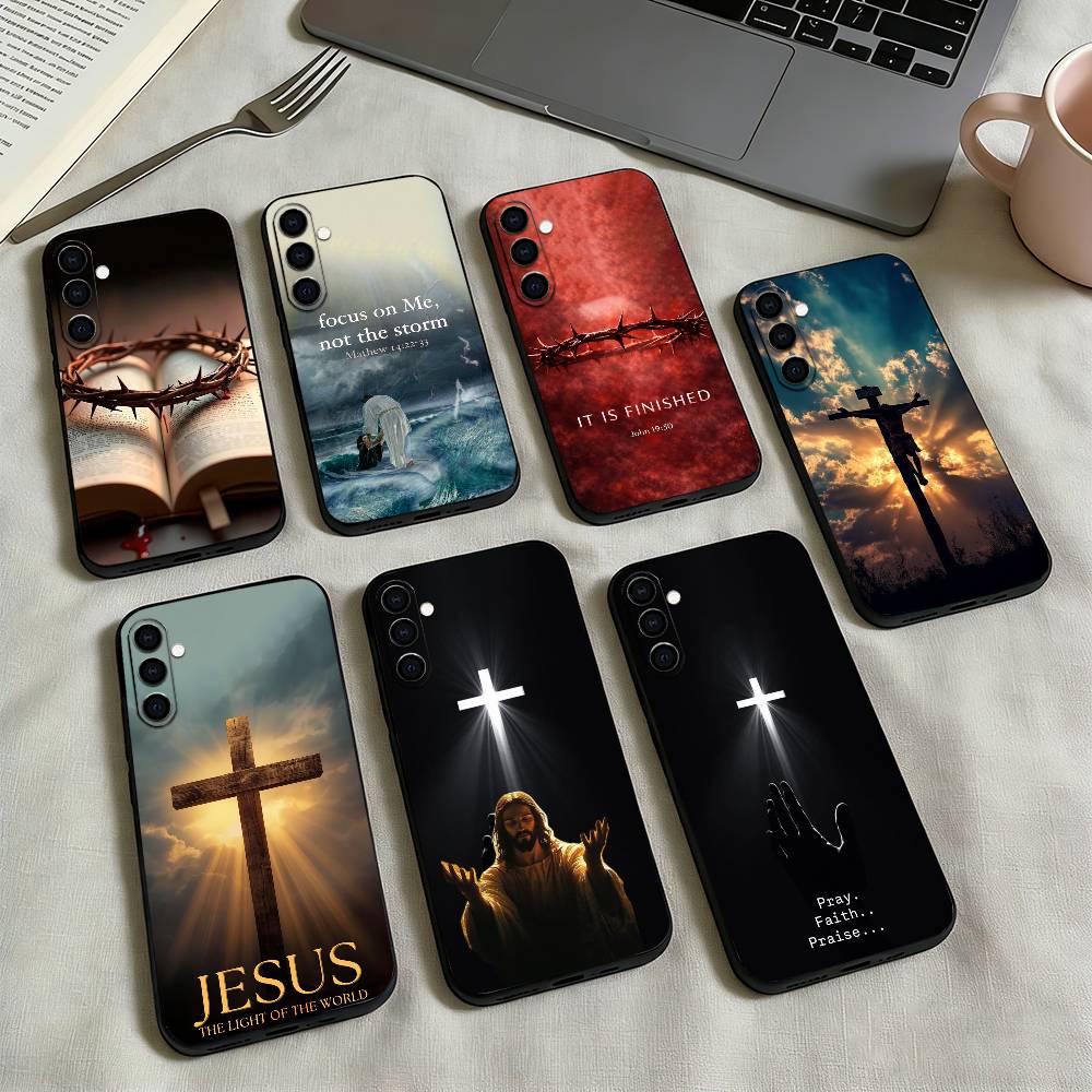Verse of The C-Christian-N Bible Jesus Phone Case For Samsung Galaxy A73,A72,A71,A70,A53,A52,A51,Soft Silicone Black Cover
