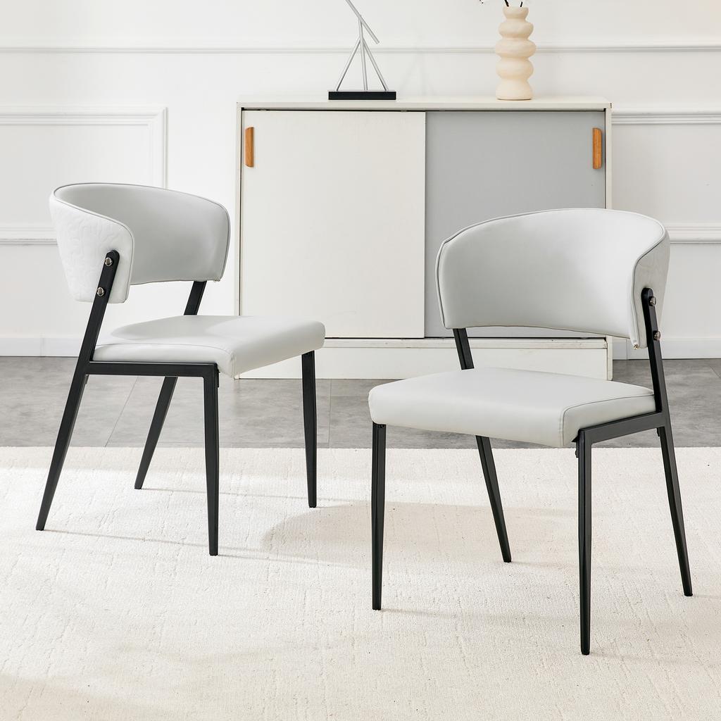 Set of 2 Modern Dining Chairs with Metal Frame, Upholstered Seat and Backrest – Sturdy