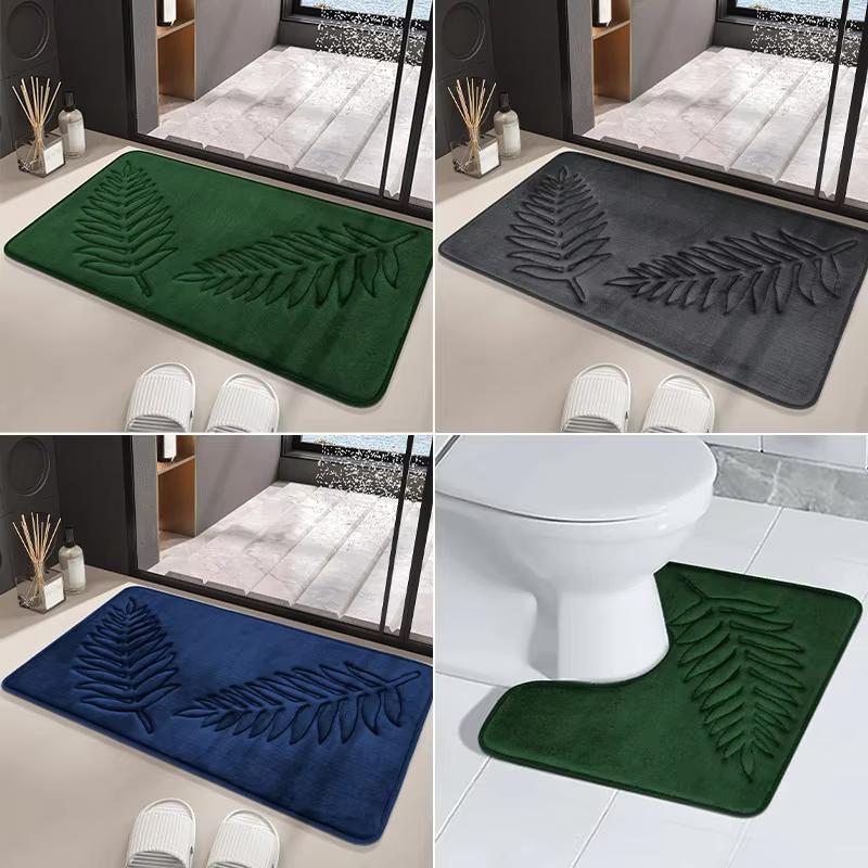 1PC Memory Foam Bath Mat Anti-slip Door Mat Extra Soft Non-Slip Quick Dry Comfortable Absorbent Toilet Mat Bathroom Rug For Home
