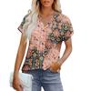 Womens Tops Short Sleeve V T-Shirt Blouse Dressy Causal Printing  Eyelet Embroidery Summer Fashion Clothes