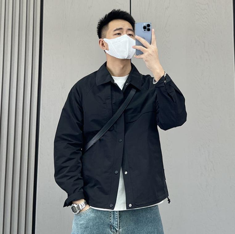 

Men s Minimalist Solid Color Lapel Overcoat - Fashionable Loose Casual Jacket for Spring and Autumn XL